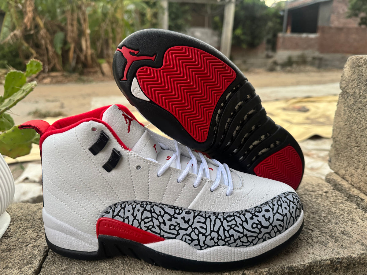Air Jordan 12 Retro Custom 'Elephant Print' – White / Red / Black (2026)