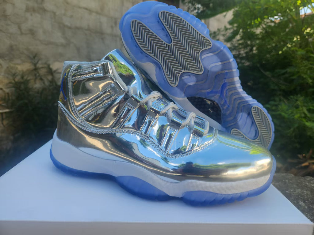 Air Jordan 11 Retro 'Metallic Silver' – White / Mirror Silver / Blue (AR0715-100)