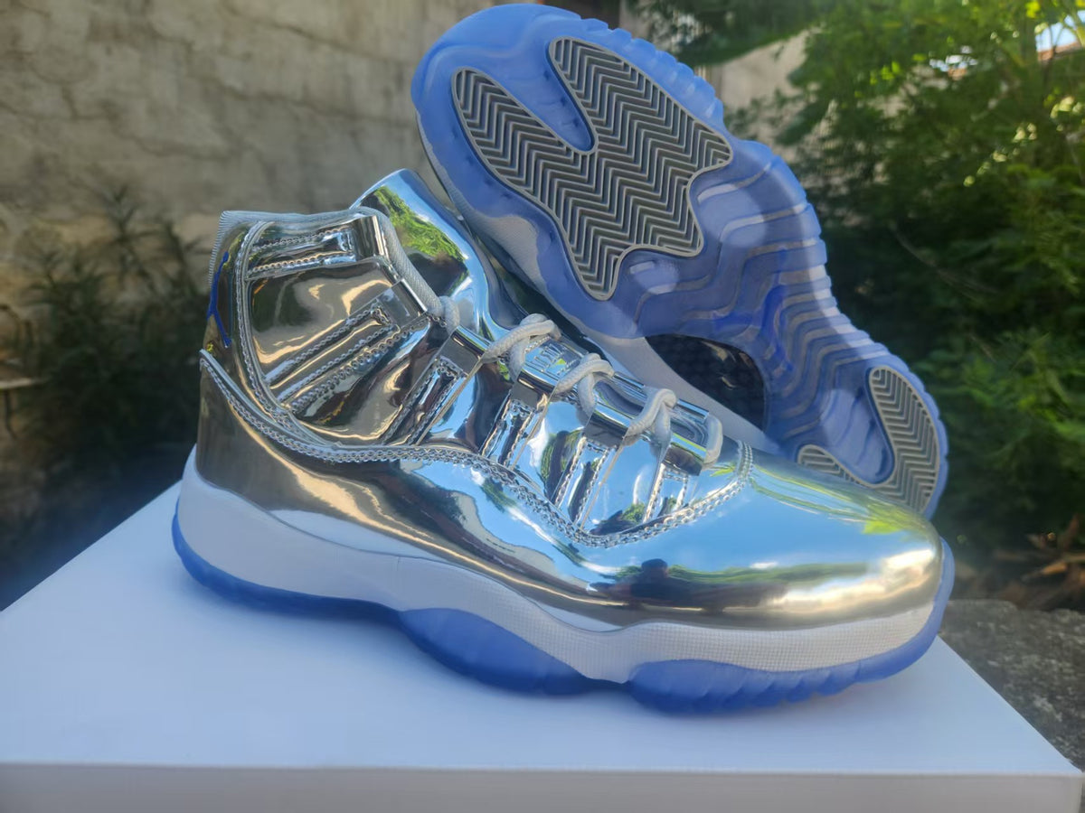 Air Jordan 11 Retro 'Metallic Silver' – White / Mirror Silver / Blue (AR0715-100)