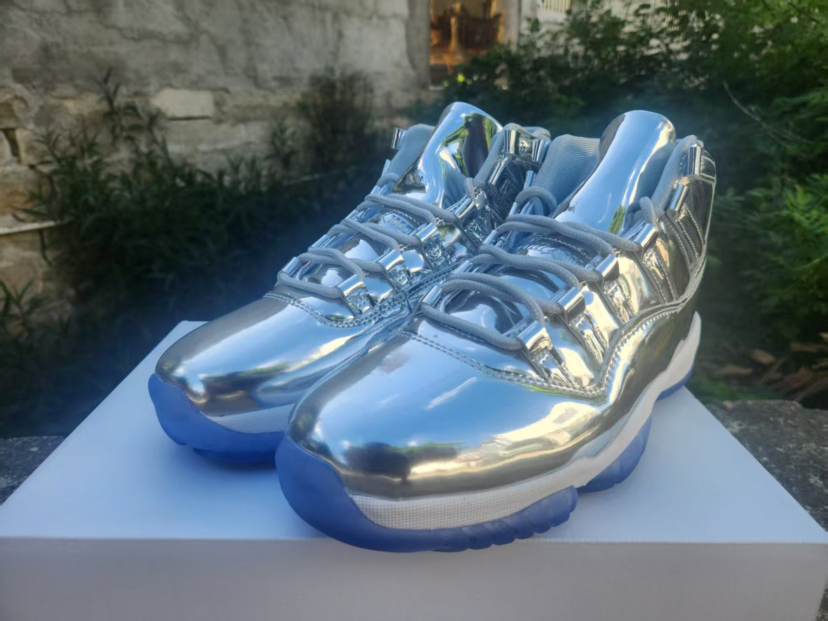 Air Jordan 11 Retro 'Metallic Silver' – White / Mirror Silver / Blue (AR0715-100)