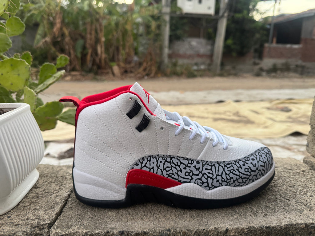 Air Jordan 12 Retro Custom 'Elephant Print' – White / Red / Black (2026)
