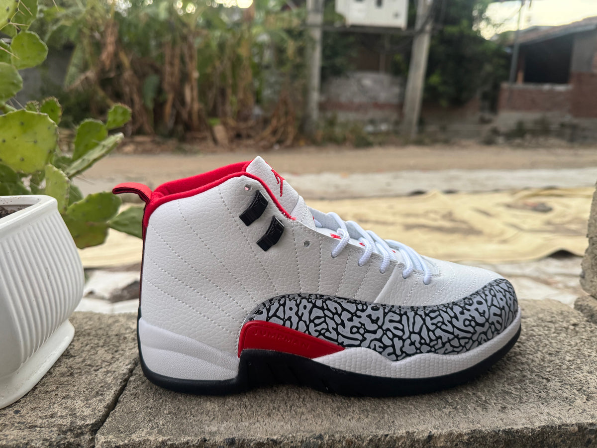 Air Jordan 12 Retro Custom 'Elephant Print' – White / Red / Black (2026)