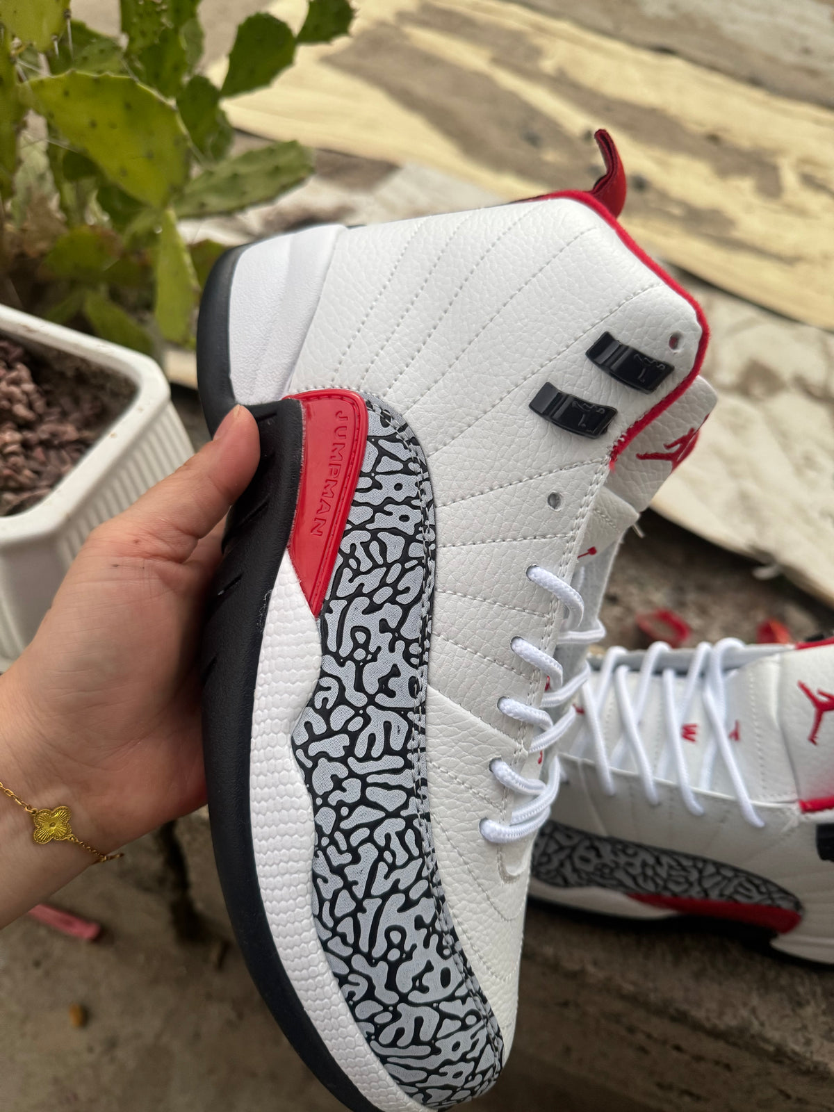 Air Jordan 12 Retro Custom 'Elephant Print' – White / Red / Black (2026)