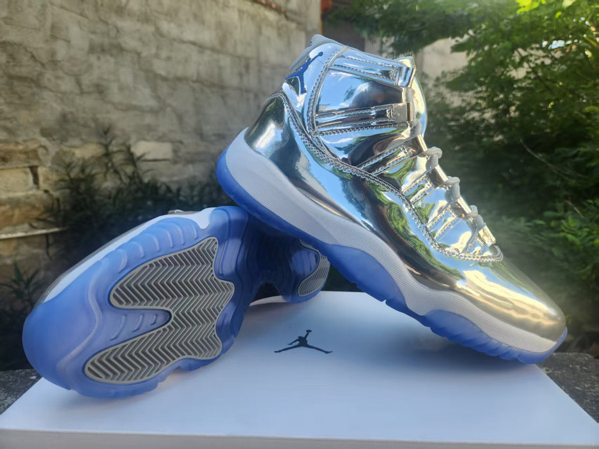 Air Jordan 11 Retro 'Metallic Silver' – White / Mirror Silver / Blue (AR0715-100)