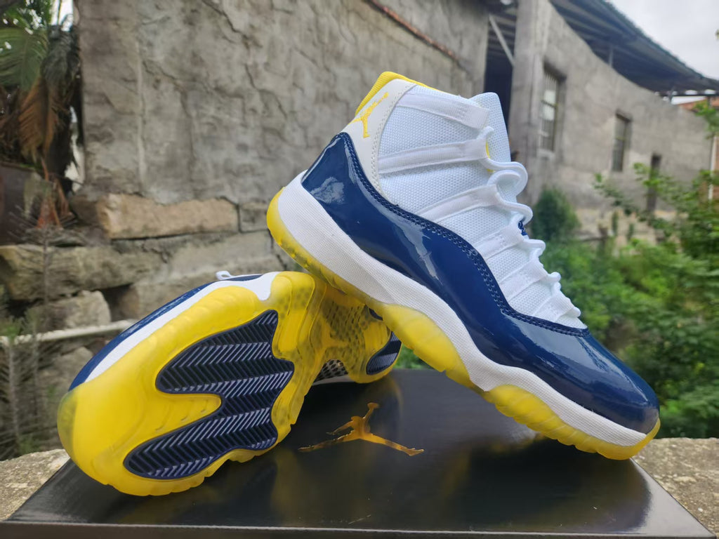 Air Jordan 11 Retro Custom 'Michigan' – White / Navy / Yellow (2026)