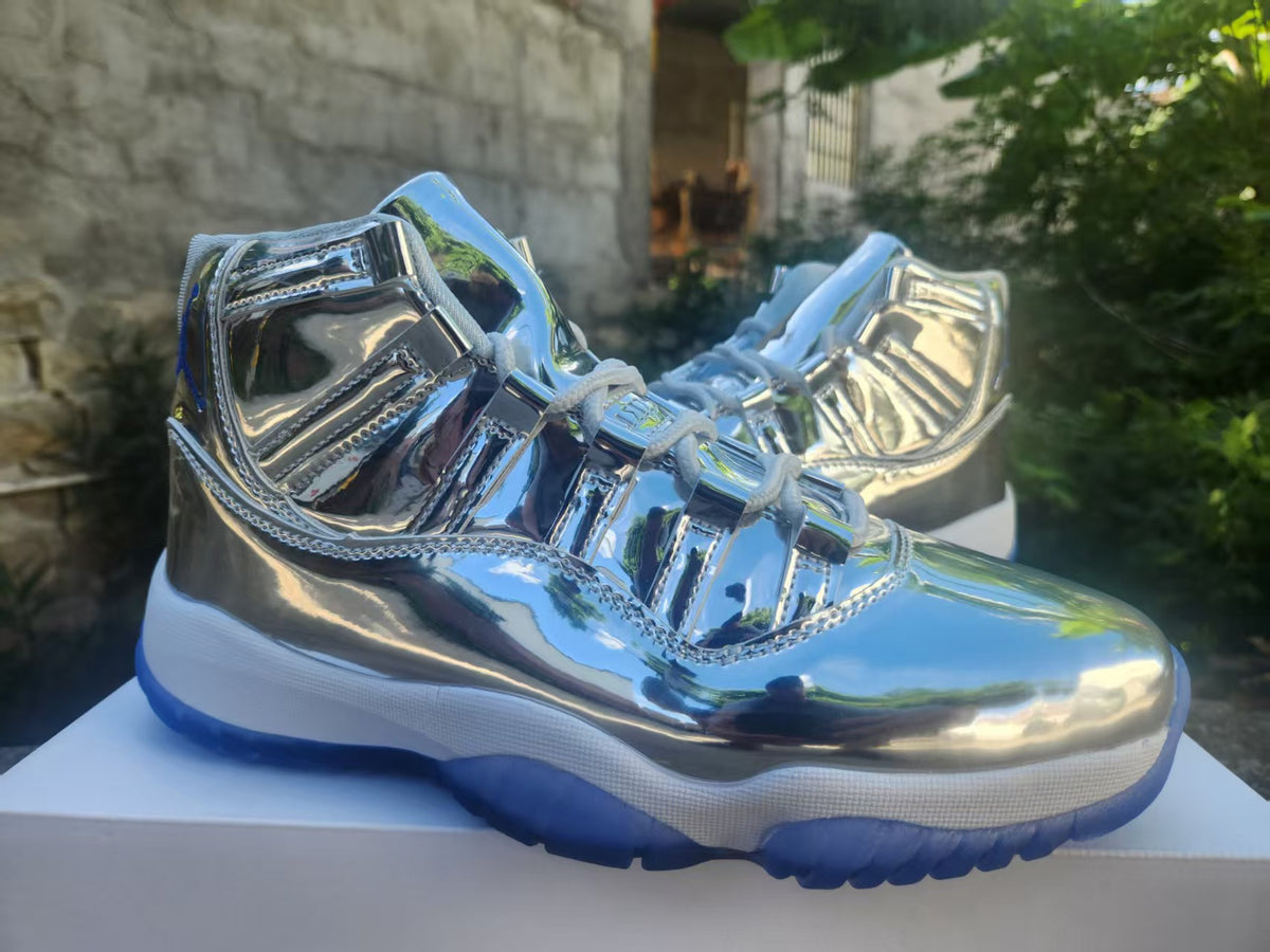 Air Jordan 11 Retro 'Metallic Silver' – White / Mirror Silver / Blue (AR0715-100)