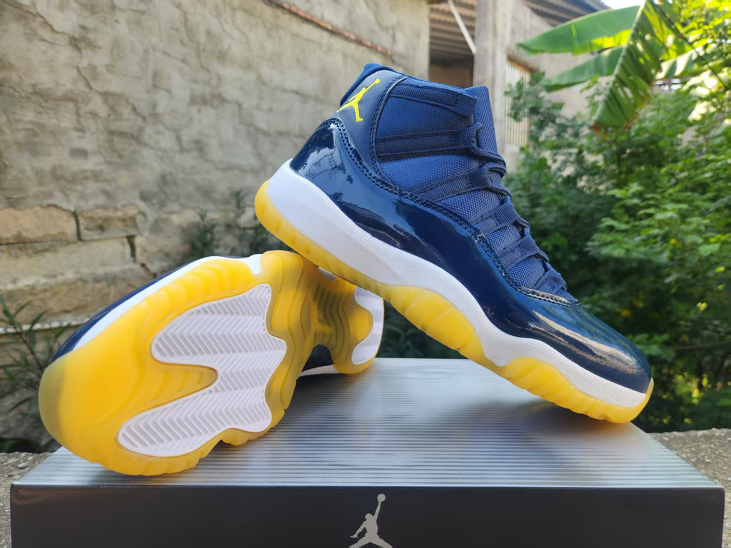 AJ11-Inspired High-Top Sneaker 'Style 06' – Midnight Navy / Yellow