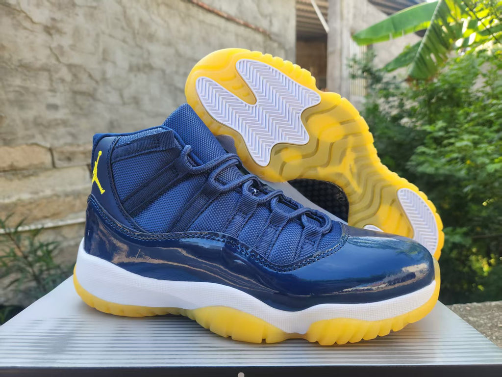 AJ11-Inspired High-Top Sneaker 'Style 06' – Midnight Navy / Yellow